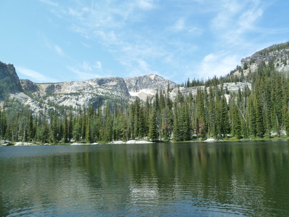 The beautiful lake with Trapper Peak in the background